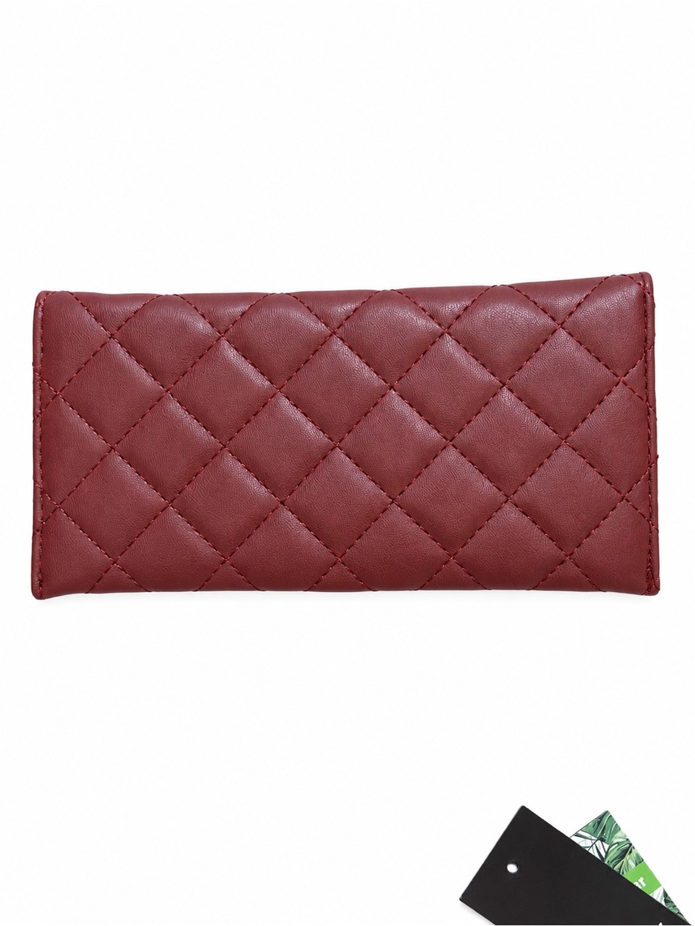 Badgley Mischka NWT Wine Quilted Vegan Leather Envelope Wallet - Picture 3 of 4